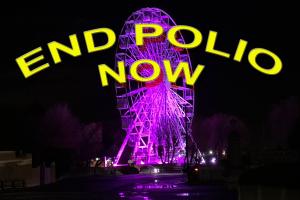 Southport Ferris Wheel illuminated in purple for Polio